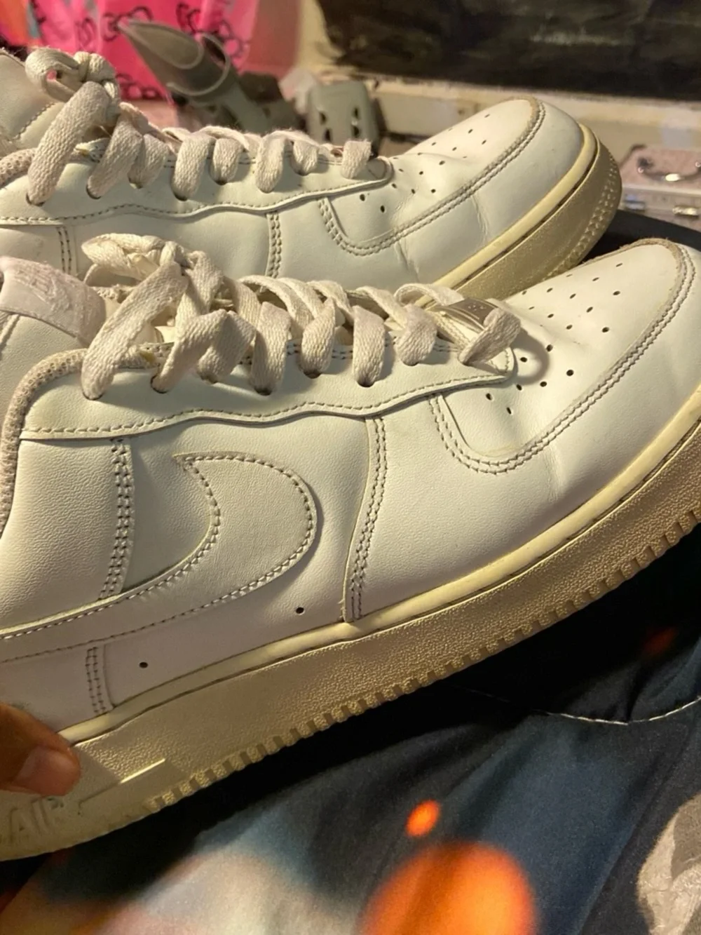 Nike White Low-Top Leather Sneakers with Cream Sole
